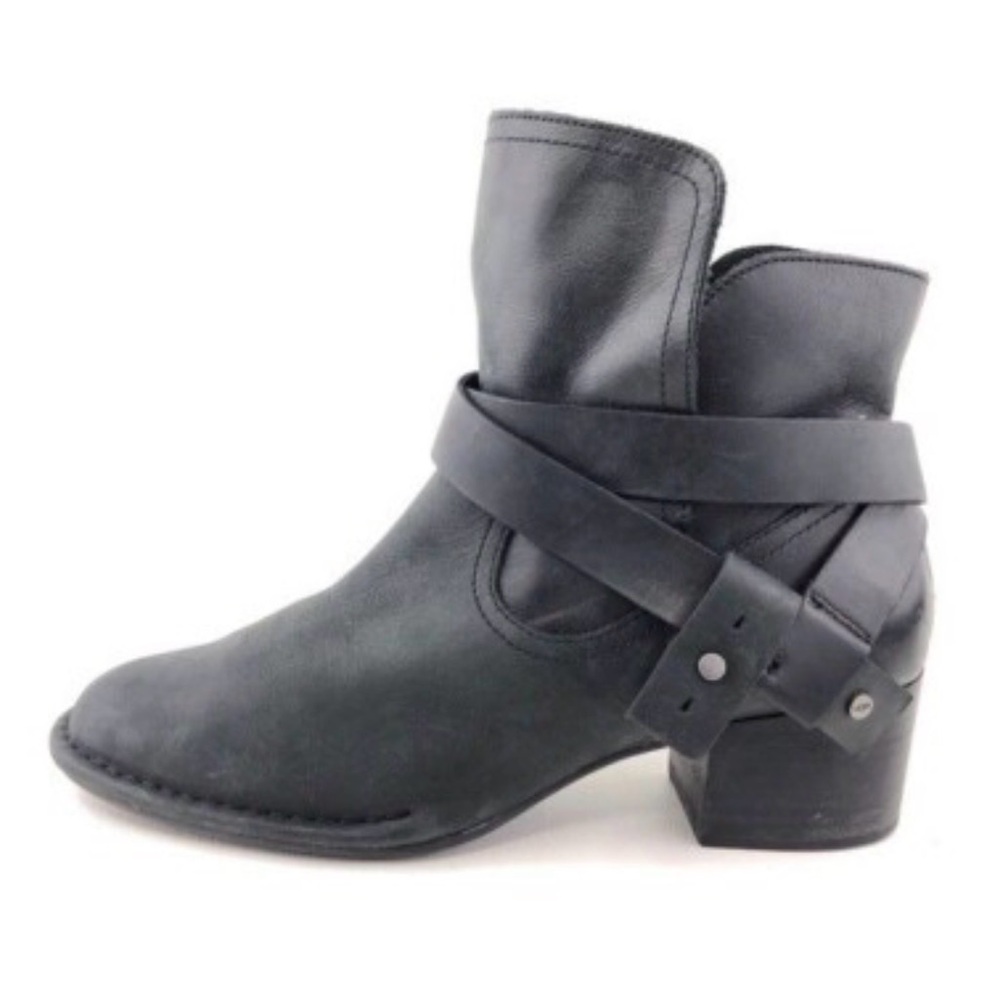 UGG Black Leather Ankle Booties